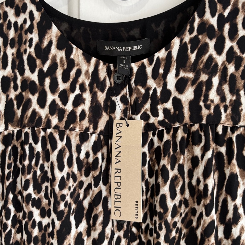 Banana Republic Animal Print Long Sleeve Dress 4  P